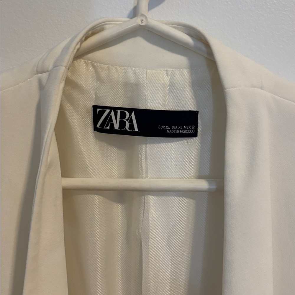 Zara XL Cream Open-Front Women's Blazer Jacket - Picture 3 of 6